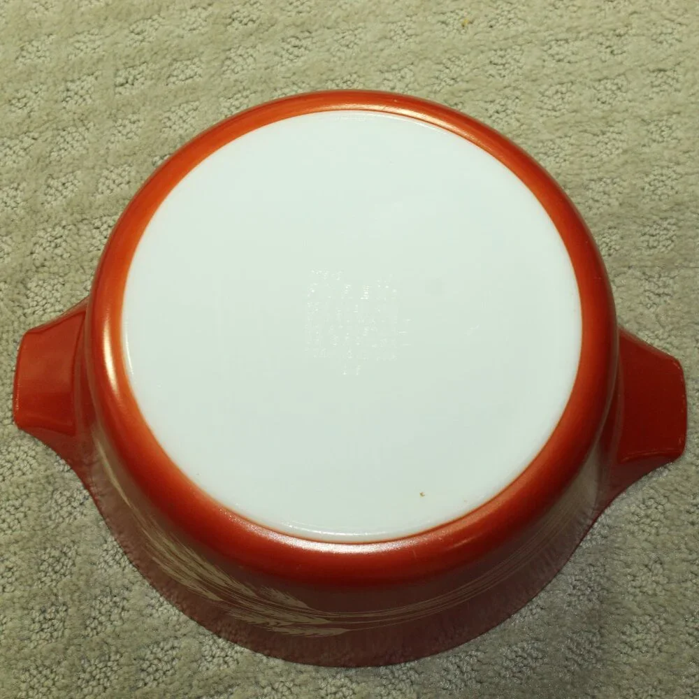 Set of 2 Vintage Pyrex Red Autumn Harvest Casserole Dishes 474-B 1.5, 473-B 1